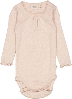 Wheat Body Rib Lace LS - Rose melange